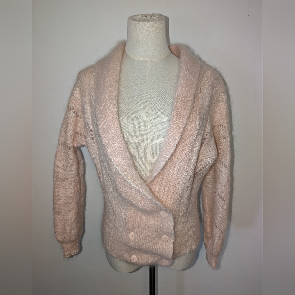Cozy Pink Vintage Double-Breasted Cardigan